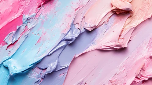 Diagonal strokes of mixed glossy pastel paint are shown