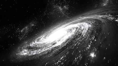 Spiraling galactic core streams luminous stellar matter