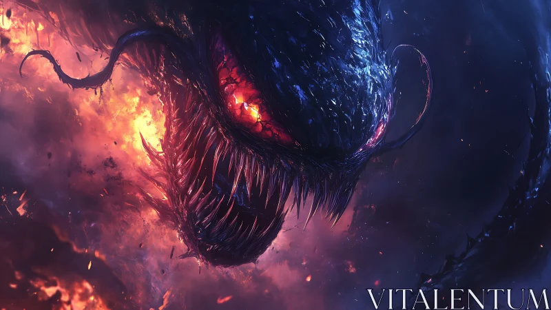 Cosmic Maw Rising Through Firestorm Nebula Nightmares.