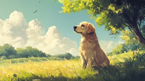 Canine luminance study in atmospheric meadow lighting field.