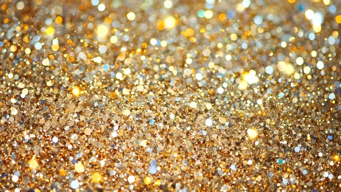 Golden glitter sparkles softly in a warm, shimmering glow