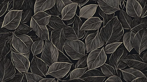 Nocturne of Etched Leaves on Deep Charcoal Silence.