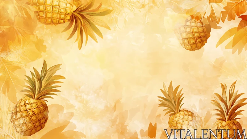 Pineapple pattern illustration on orange textured background.