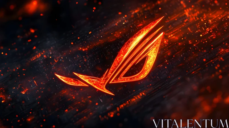 Futuristic ROG Logo in Fiery Digital Abstract Art Style.