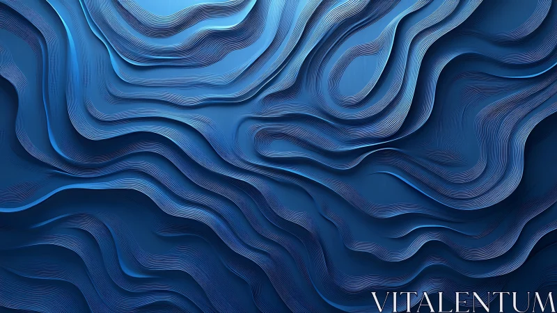 Layered cobalt contour waves with flowing topographic lines.