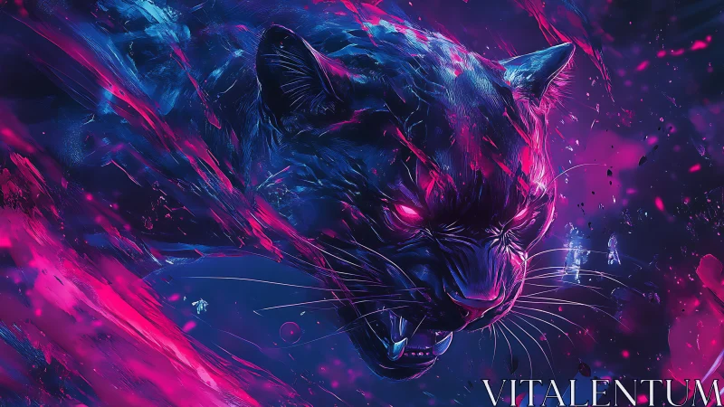 Neon Feline: Dynamic Energy Explosion in Cyberpunk Aesthetics.