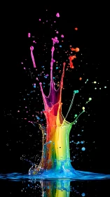 Color splash symphony leaping from inky midnight water.