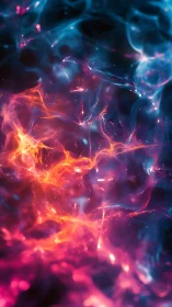 Neon plasma currents twist through deep cosmic void