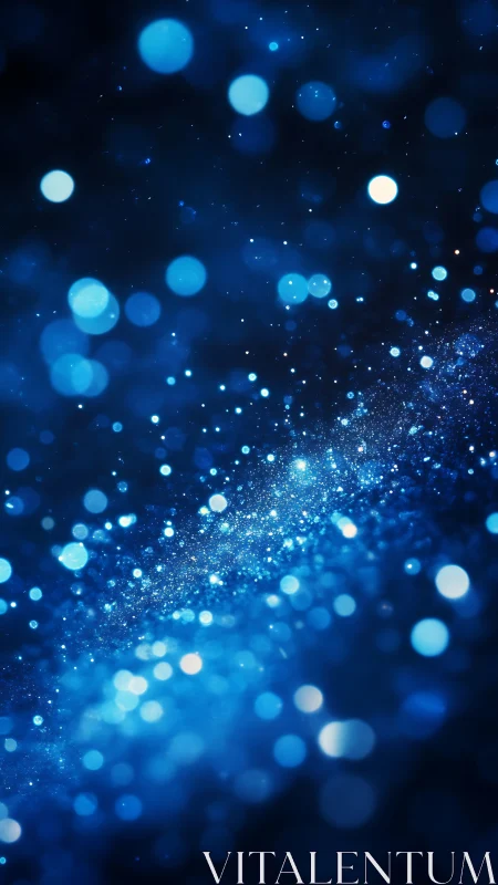 Midnight nebula of glittering blue bokeh stars.