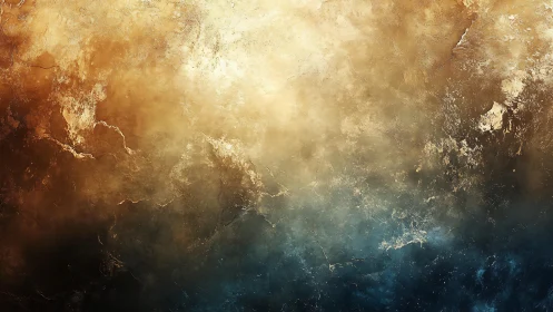 Abstract textured background in gold and blue tones, digital art.