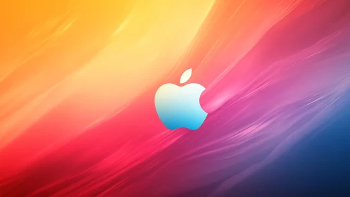 Minimalist blue emblem on radiant multicolor gradient field