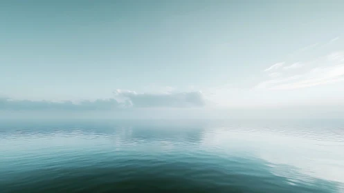 Aerial horizon study of calm pelagic waters and stratified sky.
