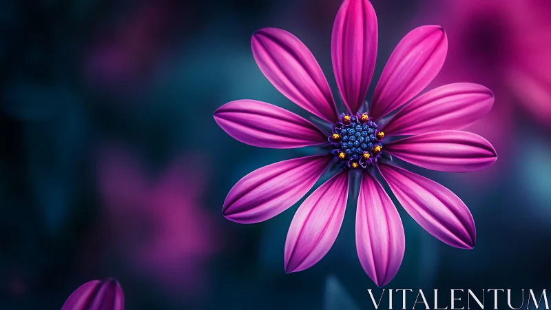 Vibrant Magenta Cosmos Flower with Luminous Center.