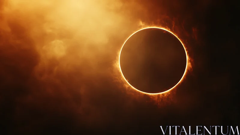 Photorealistic solar eclipse ring with atmospheric glow edge.