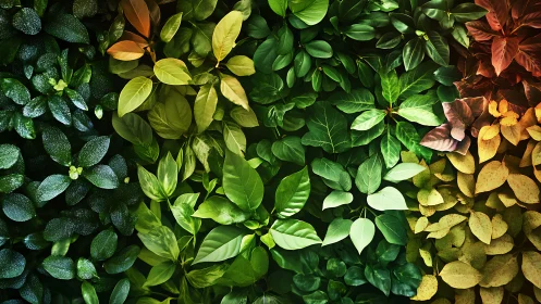 Chromatic foliage gradient illustrates botanical color spectrum