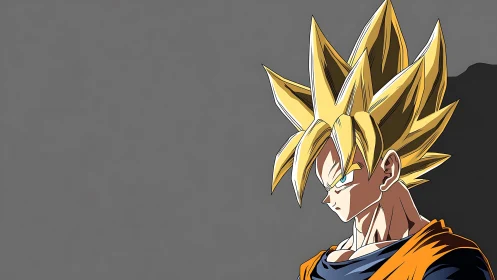 Quiet power of a golden-haired anime warrior at rest.