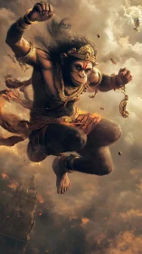 Sky-leaping monkey warrior shatters the stormlit silence