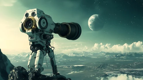 Autonomous tripod telescope robot surveys icy exoplanet horizon