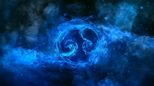 Blue energy vortex forms circular dual spiral configuration