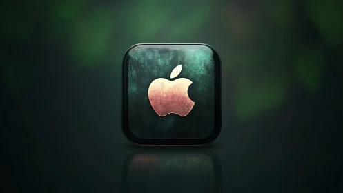 Luminous Apple Icon Blooms Against Shadowed Emerald.