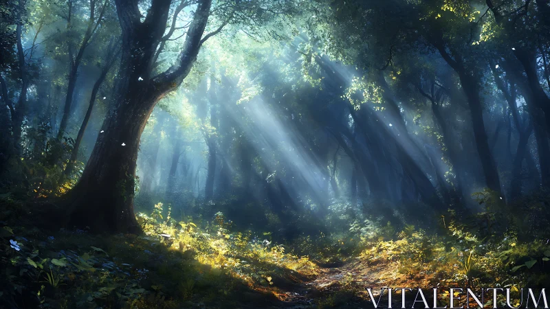 Crepuscular Forest Canopy: Volumetric Illumination Phenomenon.