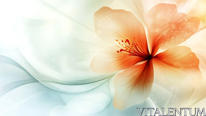 Digital Gradient Hibiscus Bloom with Radiant Stamen Detail.