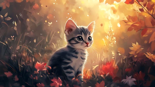 Adorable Kitten Discovers Magic in an Autumn Garden