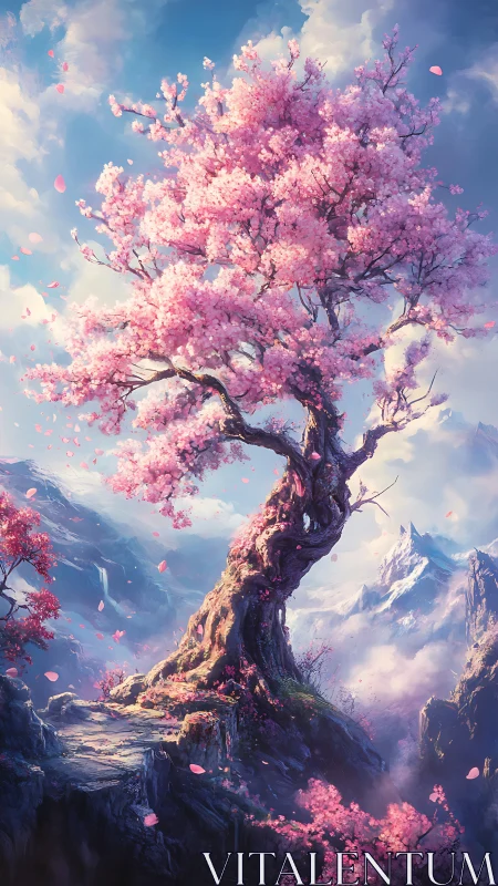 Aerodynamic sakura monolith on stratified alpine escarpment.