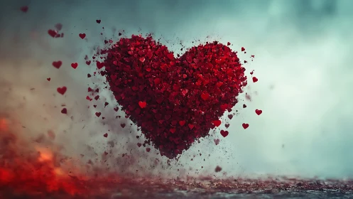 Particulate Heart Form: Volumetric Fragmentary Composition.