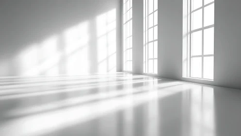 Parametric daylight gradients across polished minimal interior.