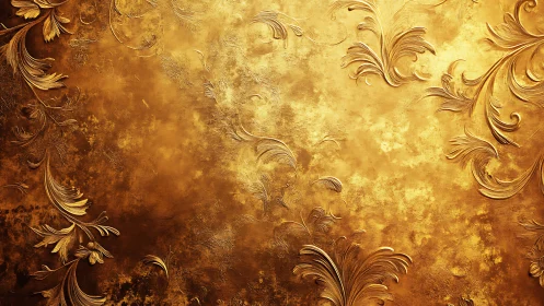 Golden swirls and baroque leaves on glowing textured foil.