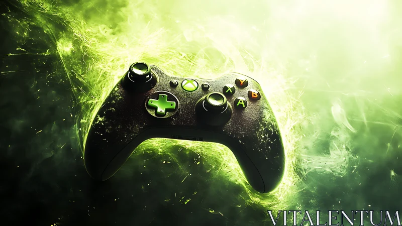 Xbox Controller Engulfed in Luminous Green Energy.
