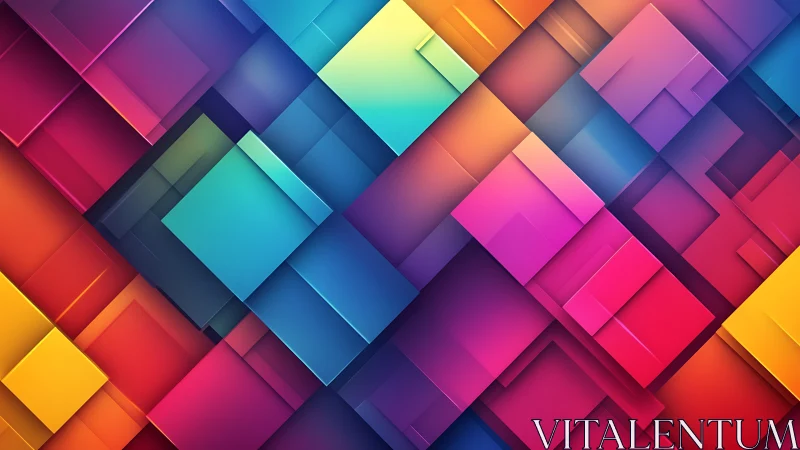 Layered geometric squares in multicolor abstract pattern.