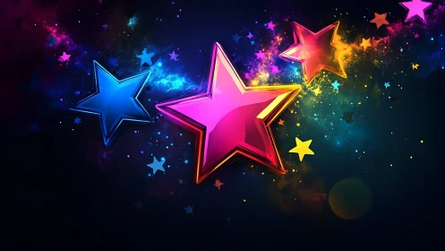 High-saturation neon star cluster rendered with layered glow gradients