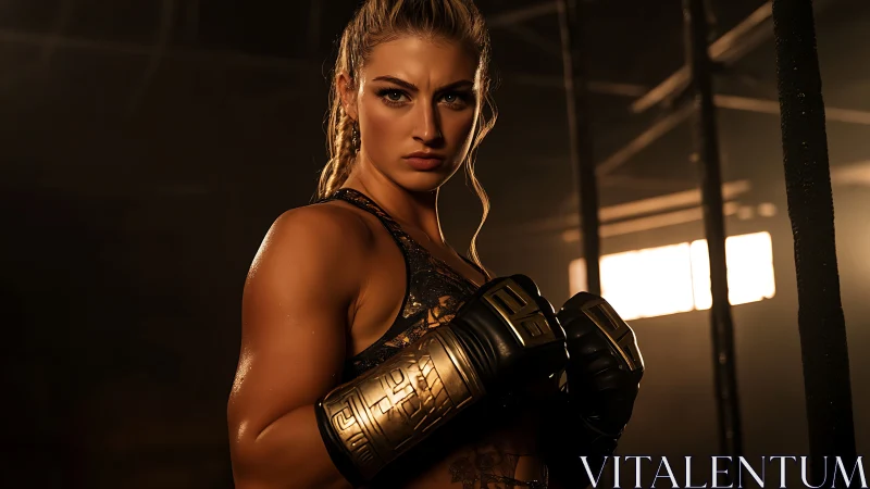 Golden Champion: Athletic Warrior in Combat Readiness