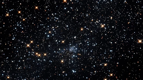 Dense stellar cluster framed by rich galactic starfield.