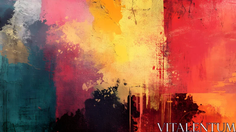 Vibrant Abstract Painting with Bold Brushstrokes and Dynamic Colors.