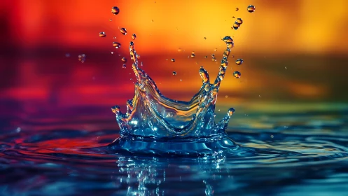 Water droplet impact forms radial splash crown in liquid