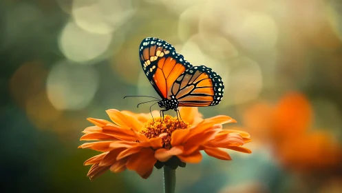Monarch daydream poised on a glowing orange blossom.