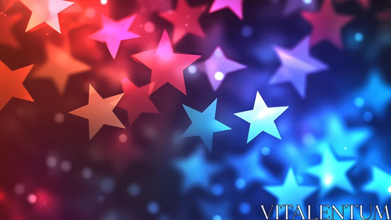 Glowing bokeh stars drifting across vivid neon gradient.