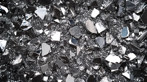 Metallic crystal shards form abstract reflective surface pattern.