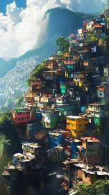 Vertical favela cityscape stacks saturated modular housing