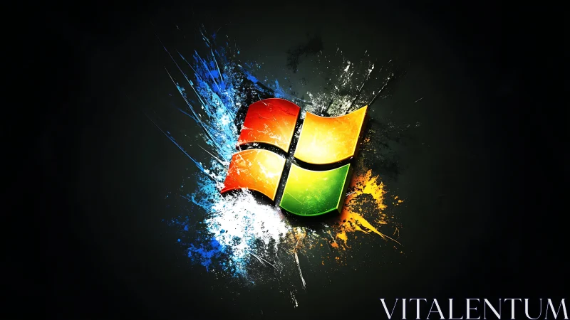 Neon windowburst logo exploding through digital midnight.