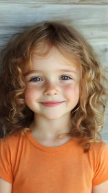 Portrait of Young Child with Curly Hair