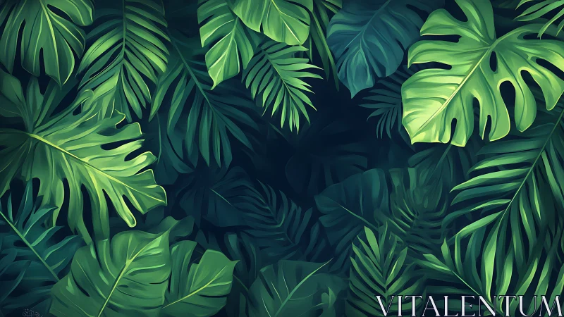 Lush jungle leaves create a calm, welcoming green hideaway