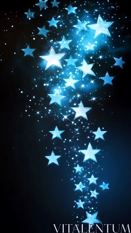 Cascade of neon-blue starlight swirling through midnight space.