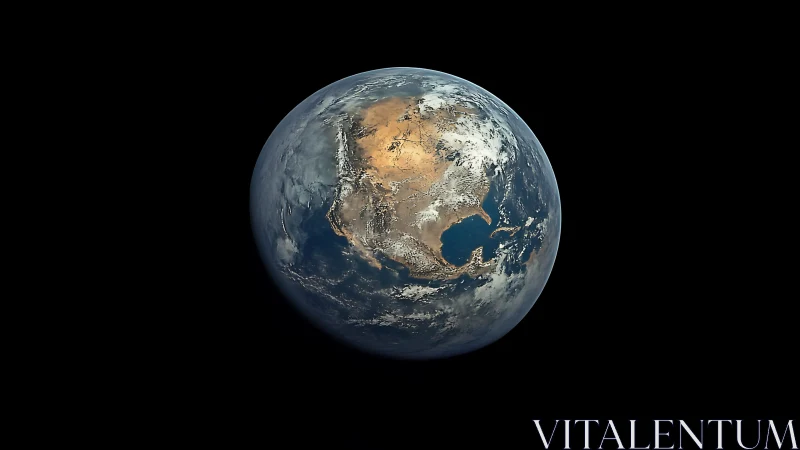 Luminous Earth drifts in velvet space with sunlit continents.