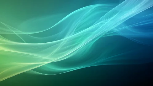 Gliding teal lightwaves drift across a tranquil digital sea.
