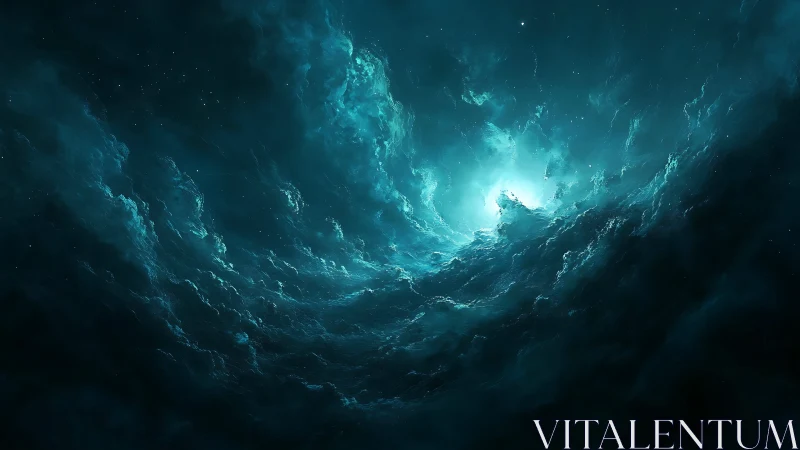 Digital nebula vortex with luminous celestial core rendering.