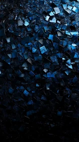 Midnight blue glass shards forming abstract fragmented field.